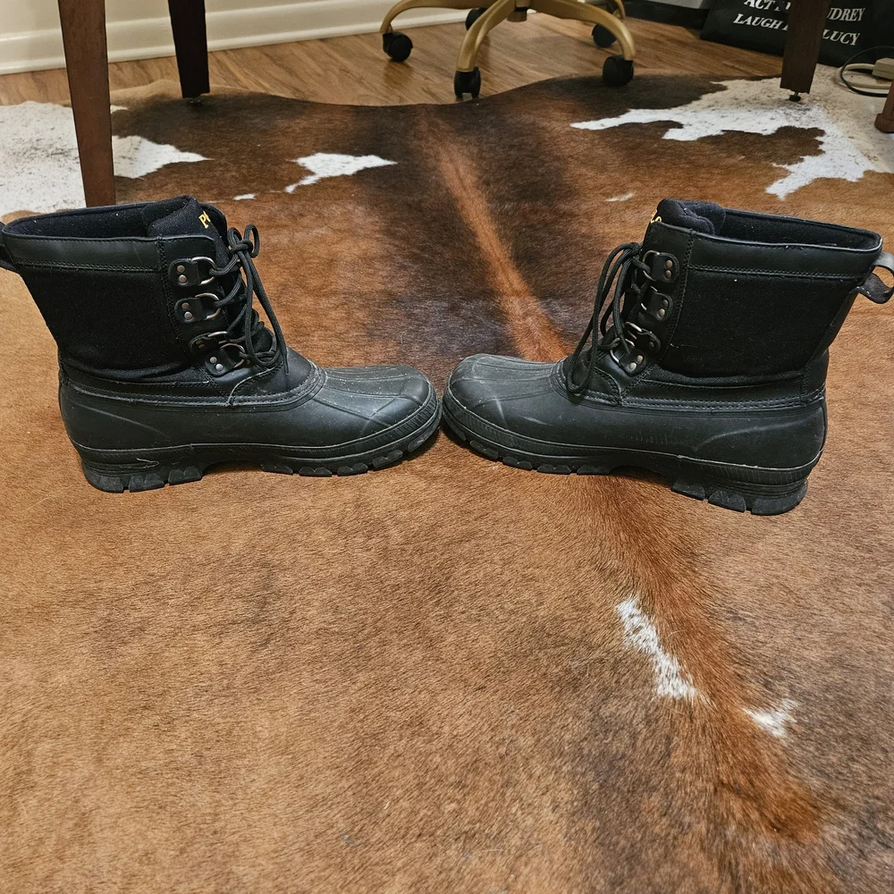 Ralph Lauren POLO Big Pony Logo Crestwick Rubber Boots Snow Rain Insulated 13D - Picture 4 of 7